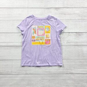 Cat & Jack Girls T-Shirt Purple Back to School Graphic Tee S 6-7